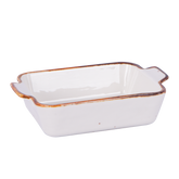 Rectangular dish with handles, White